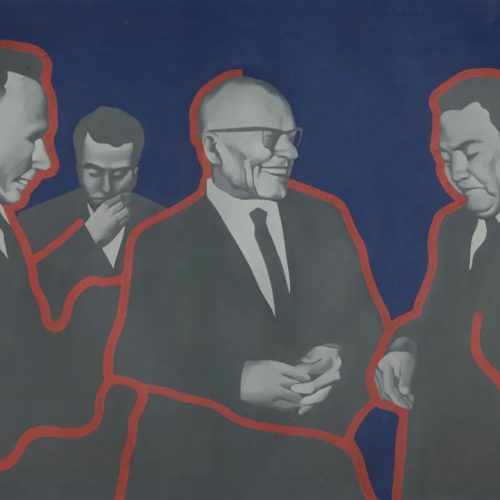 国际政治——必要的会谈，120×150cm，布面油画，1991