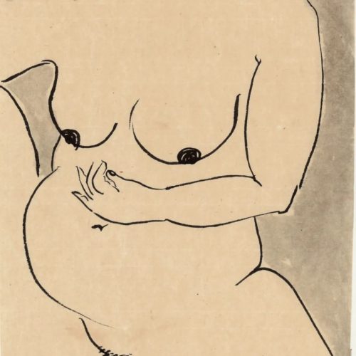 女人，38×15cm，纸本水墨，2018